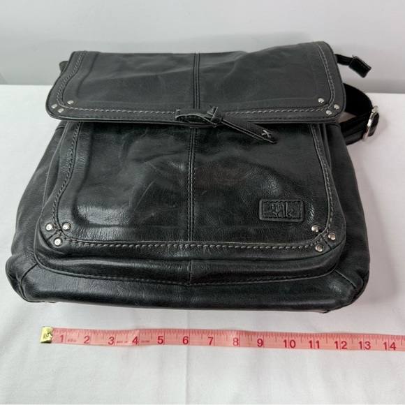 The Sak Ventura Leather Backpack Crossbody Messenger Saddle Bag Black Silver - Picture 13 of 13